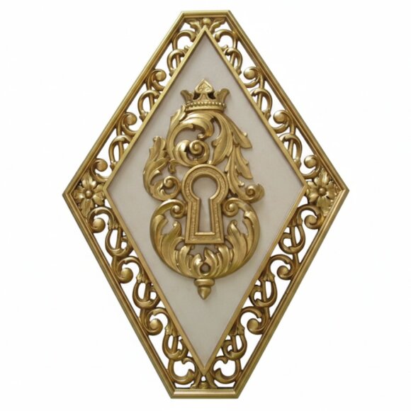 Set of 4 Vintage Syroco Hollywood Regency Ornate Faux Wood Diamond Wall Plaques - Picture 3 of 8